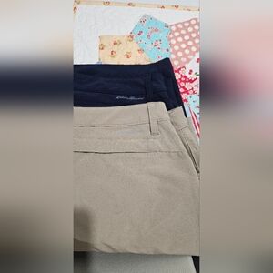 (2) Pair Eddie Bauer Navy & Tan Shorts and (1) Pair Old Navy Shorts